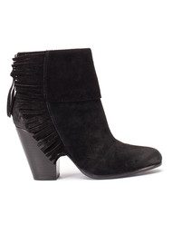 Ash Quick Fringed Ankle Boot - Black