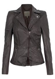 Muubaa Lyra Biker Leather Jacket - Slate Grey