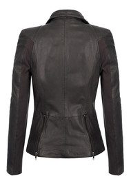 Muubaa Lyra Biker Leather Jacket - Slate Grey