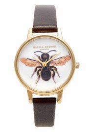 Olivia Burton Woodland Bee Watch - Chocolate & Gold