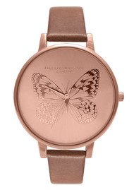 Olivia Burton Animal Motif Applied Butterfly - Brown & Rose Gold
