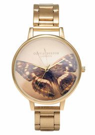 Olivia Burton Woodland Butterfly Bracelet Watch - Brown & Gold