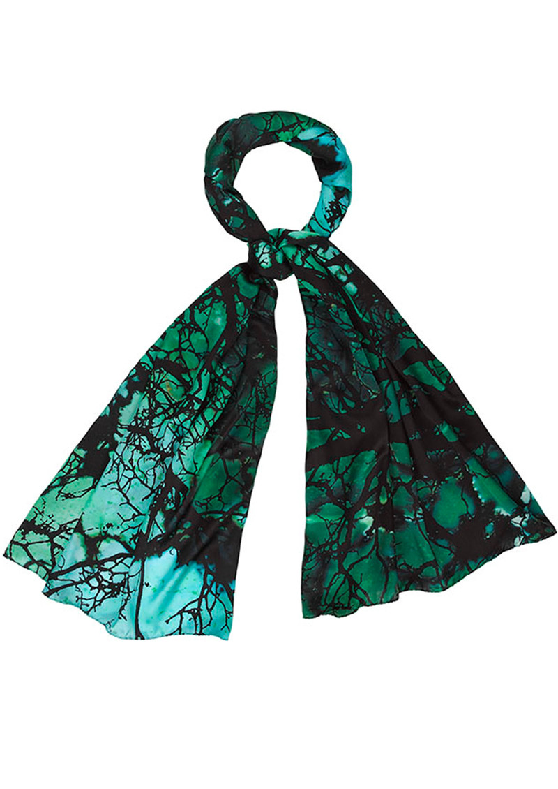 Weston Scarves Turquoise Forest Silk Scarf Turquoise